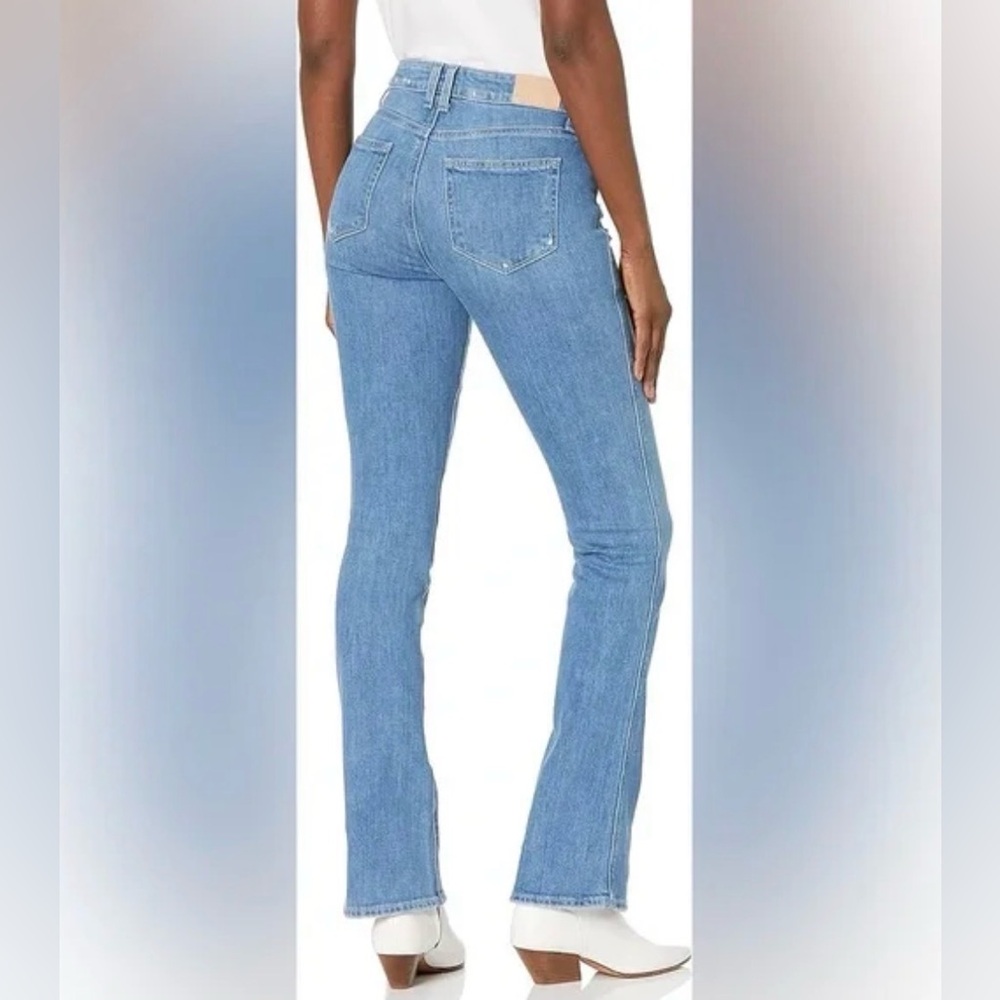 PAIGE Manhattan Mid Rise Blue Boots Jeans Size 29 Vintage Style Double Loops - Picture 2 of 15